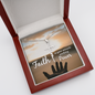 Faith Cursive Cross Necklace 14K White Gold w/Chain