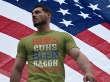 Load image into Gallery viewer, Bibles, Guns, Beer, Bacon, and FREEDOM T-Shirt
