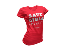 Load image into Gallery viewer, Save Girls Sports Women&#39;s V-Neck T-Shirt
