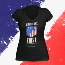 Load image into Gallery viewer, Its Time to put AMERICANS FIRST Womens V-Neck Shirt
