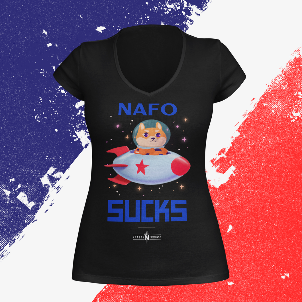NEW Limited Edition NAFO Furry Sucks Women's V-Neck Shirt