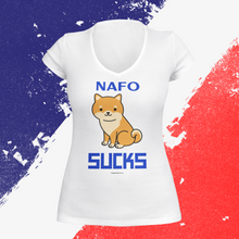 Load image into Gallery viewer, NEW Limited Edition NAFO Furry Sucks Women&#39;s V-Neck Shirt

