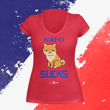 Load image into Gallery viewer, NEW Limited Edition NAFO Furry Sucks Women&#39;s V-Neck Shirt
