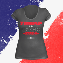 Load image into Gallery viewer, Womens Trump is Back 2024 V-Neck T-shirt
