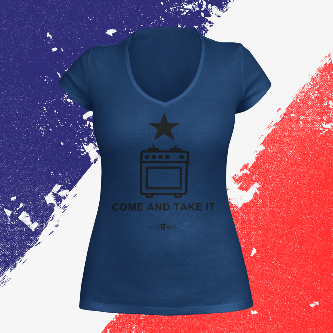 Women's Come and Take it Gas Stove/Range V-Neck T-Shirt