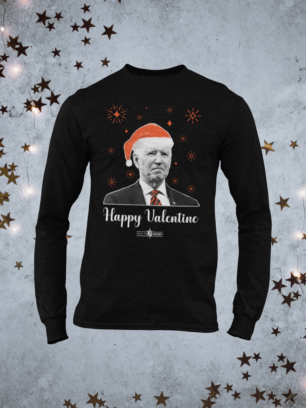 Joe Biden Confused Christmas Hat Happy Valentines Long Sleeve Shirt