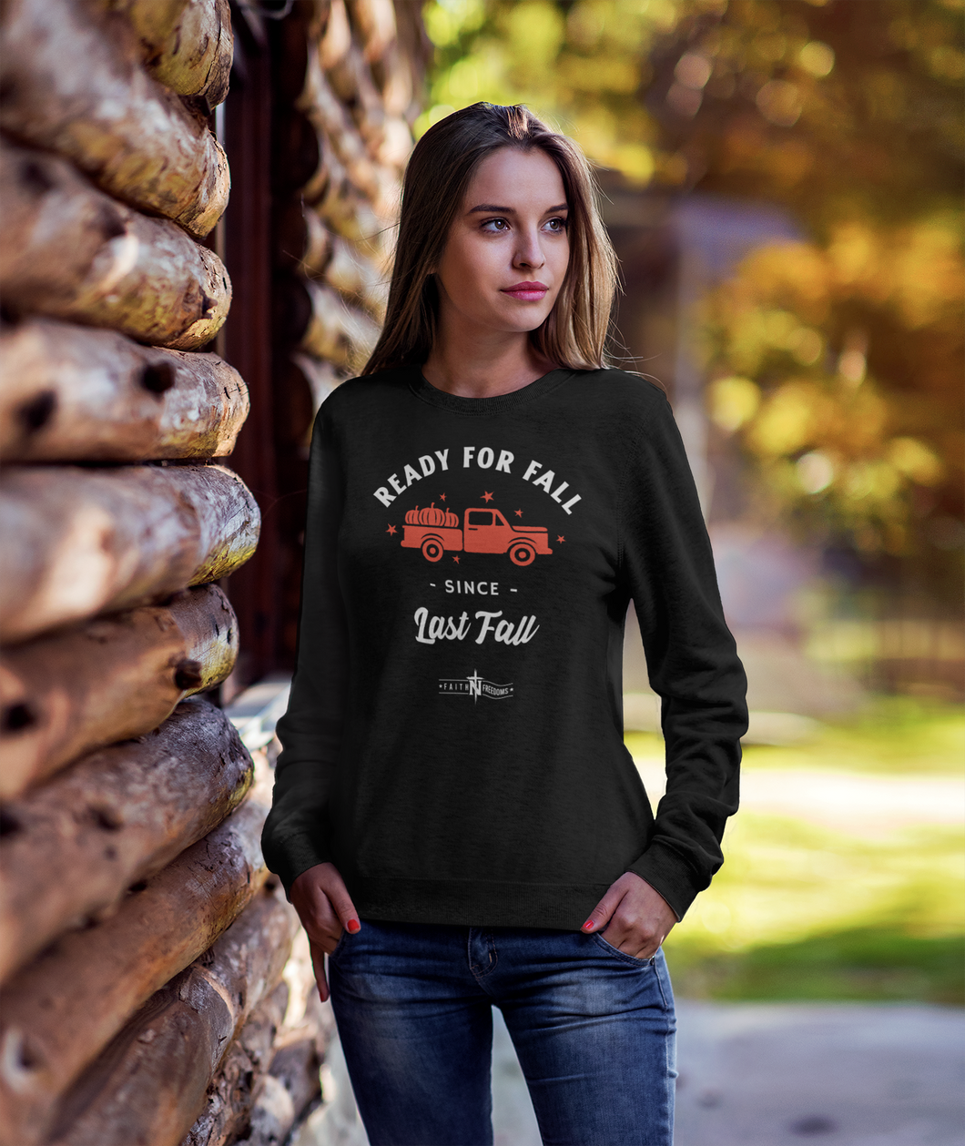 Women's Ready for Fall Since Last Fall Pumpkin Truck Black Long Sleeved Bella Canvas Shirt