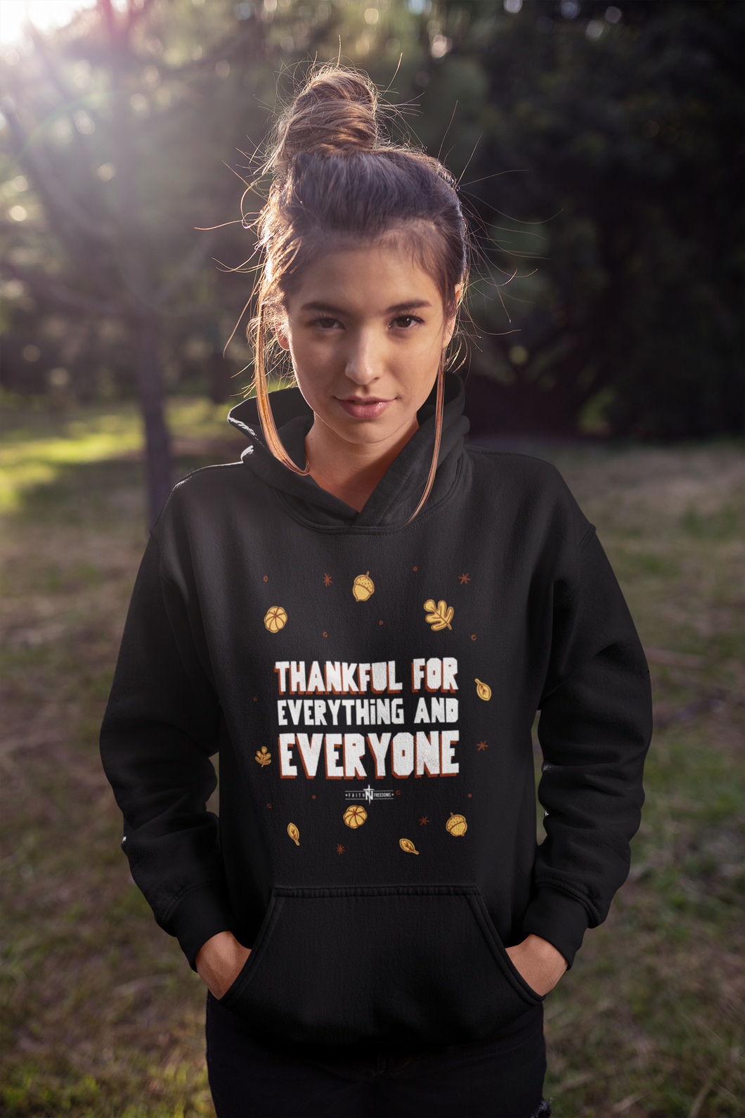 Thankful for Everything and Everyone Thanksgiving Women's Bella Canvas Hoodie